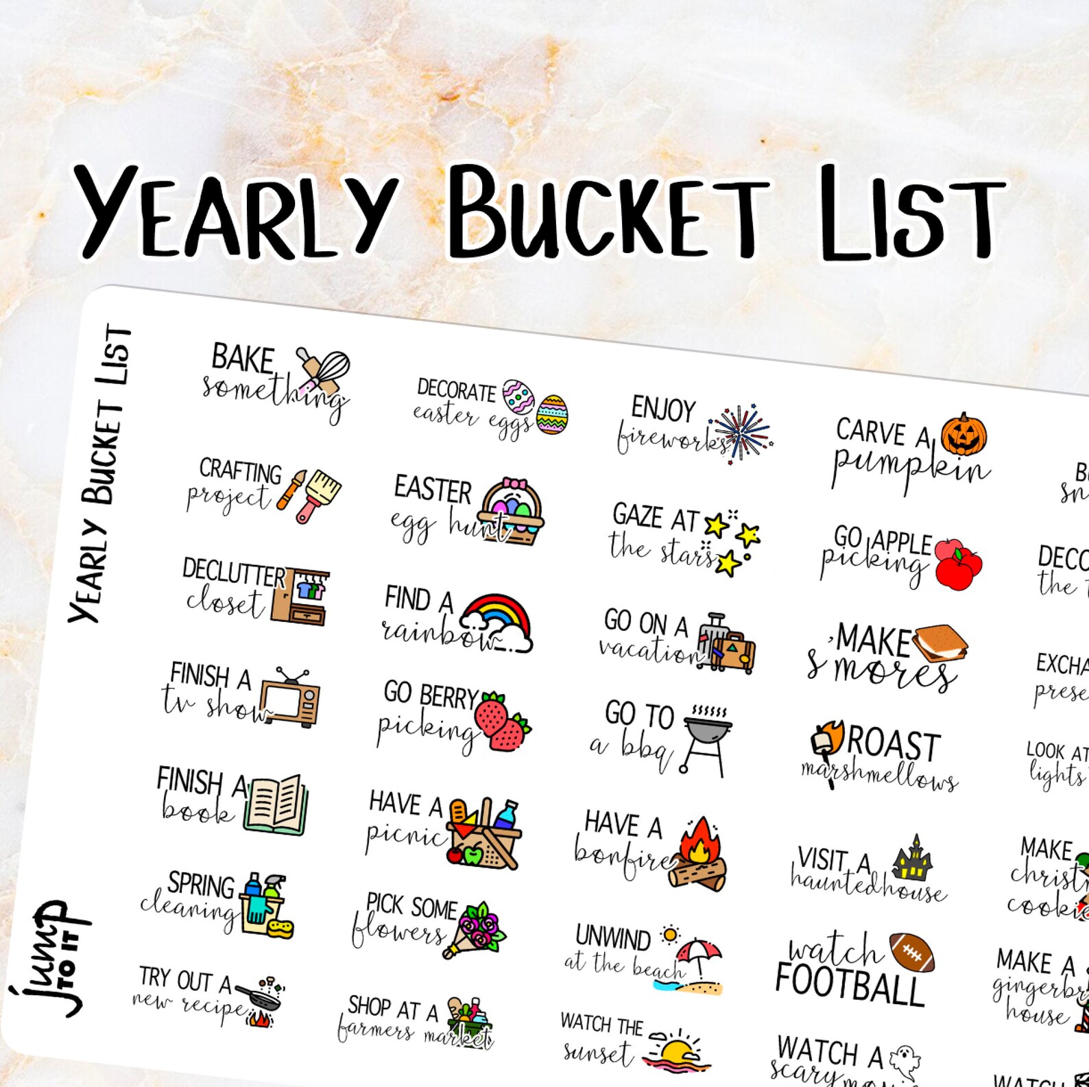Yearly Bucket List stickers Happy Planner Erin Condren Etsy