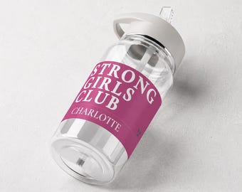 Borraccia personalizzata Strong Girls Club, con nome personalizzato, ideale per il fitness (500 ml)