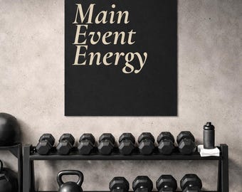 Poster energetico dell'evento principale, arte murale motivazionale per la mentalità dell'atleta in palestra