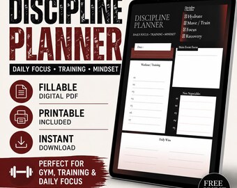 Agenda giornaliera "Mentalità da campione", PDF digitale compilabile (download immediato)