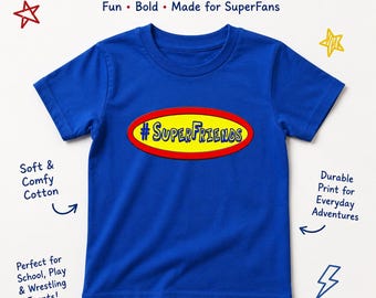 Maglietta da wrestling per bambini, design Super Friends, in morbido cotone, per ragazzi e ragazze