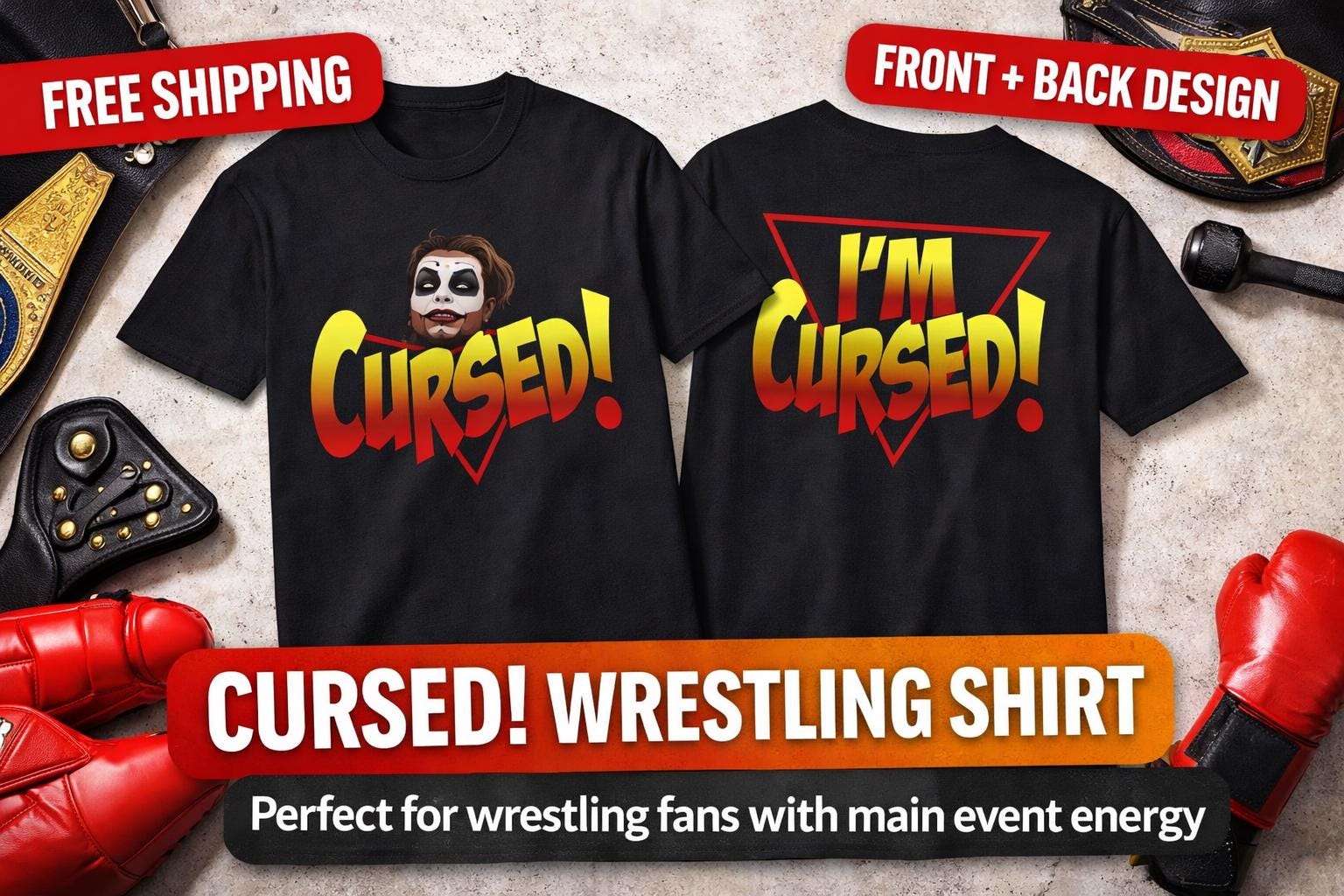 ダンハウゼン呪われたレスリングシャツ | WWEスタイルファンTシャツ
