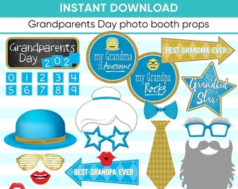 Grandparents Day Photo Booth Props, Printable Party Decorations (Digital Download)
