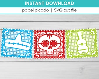 Papel Picado Banner SVG, Day of the Dead, Mexico Party Decor (Digital Download)