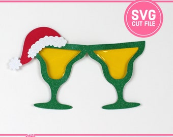 Christmas Margarita Glasses Photo Booth Prop SVG (Digital Download)