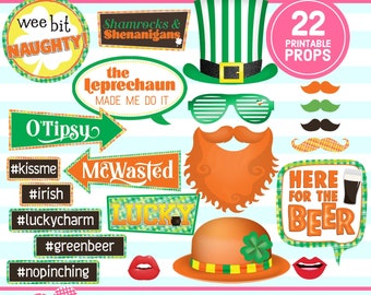 ST. PATRICK'S DAY, Photo Booth Props, St. Patrick's Day printable, March party theme, party printable, printable props, instant download