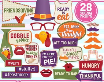 FRIENDSGIVING, Photo Booth Props, Thanksgiving Props, Thankful, printable props, instant download