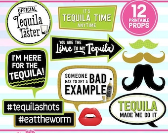 Tequila Photo Booth Props, Adult Party Printable (Instant Download)
