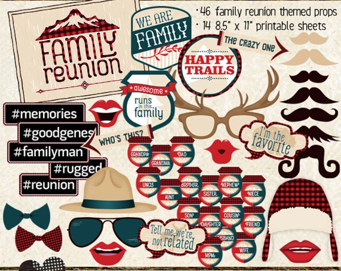 Photo Booth Props FAMILY REUNION lodge lumberjack Etsy