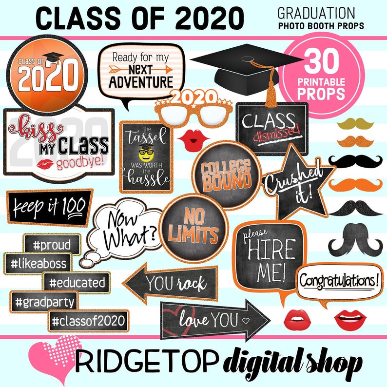 Download CLASS OF 2020 Graduation Photo Booth Props Orange ...
