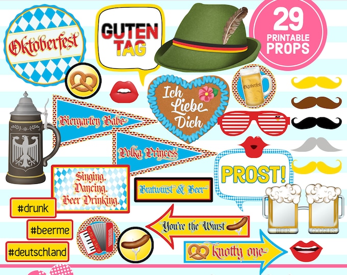 OKTOBERFEST, Photo Booth Props, German, Beer, Harvest Fest, Selfie ...