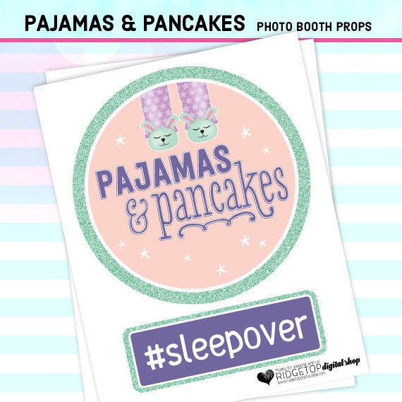 sleepover party instant download pancakes and pj/'s Photo Booth Props printable props selfie station PAJAMAS AND PANCAKES