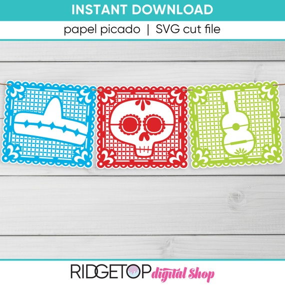 PAPEL PICADO SVG, banner, garland, cut file, vector graphic, paper crafting,  party decor, mexico, dia de los muertos, day of the dead by Ridgetop  Digital Shop