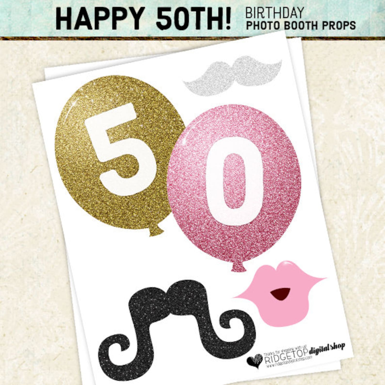 50th Birthday Photo Booth Props 50th Birthday Party 50th Etsy