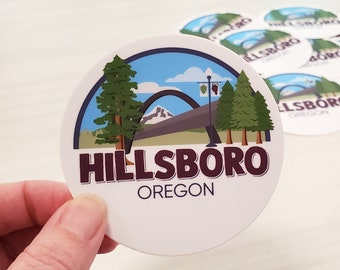Hillsboro Oregon Vinyl Sticker, Pacific Northwest Travel, Laptop Decal