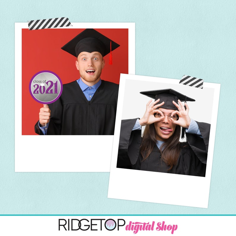 Graduation Printable Grad Night Photo Booth Gold Silver Graduation Photo Props Class Of 21 Photo Booth Props Purple Grad Party Paper Party Supplies Party Decor