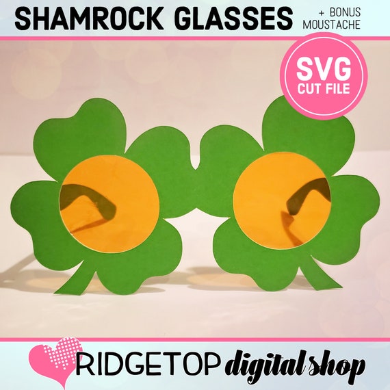 Shamrock Glasses Svg Photo Booth Prop St Patrick S Day 4 Leaf Clover 4 H Svg Sunglasses Instant Download By Ridgetop Digital Shop Catch My Party