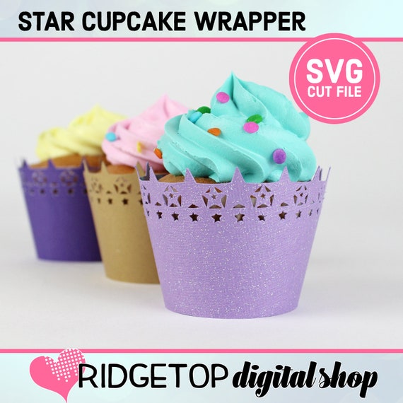 CUPCAKE WRAPPER SVG Cut File Vector Graphic Star Paper Etsy
