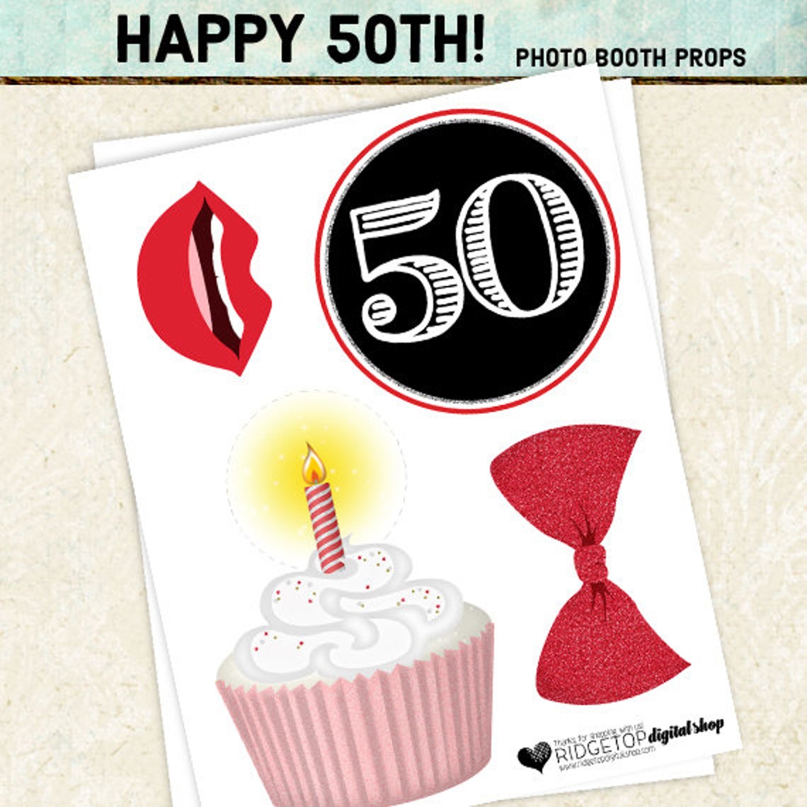 50TH BIRTHDAY Photo Booth Props 50th Birthday Party Selfie - Etsy