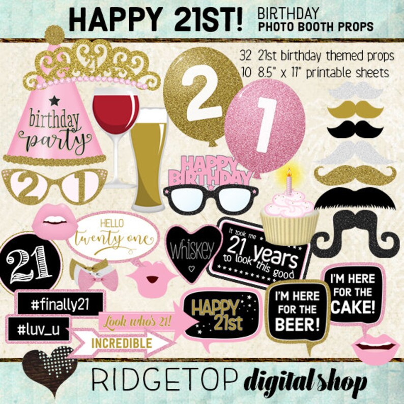 21ST BIRTHDAY Photo Booth Props 21st Birthday Party 21st Etsy Australia