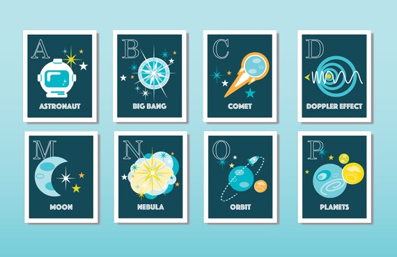 Scientific Alphabet Prints Individual 8x10 Space Themed Etsy