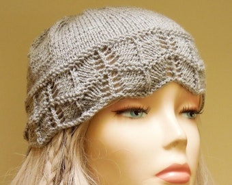 KNITTING PATTERN - Easy One Skein Lace Border Hat - Newborn to Adult Sizes