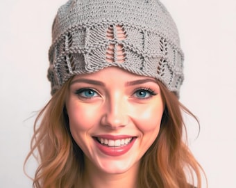 WZÓR DO ROBIENIA NA DRUTACH – Łatwa czapka z koronkową bordiurą w jednym motku – rozmiary dla noworodków i dorosłych