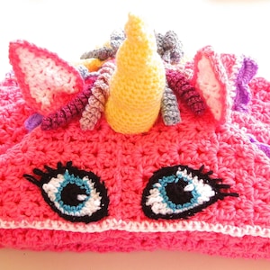 Crochet PATTERN - Unicorn Blanket With Hood
