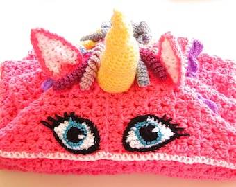 WZÓR SZYDEŁKOWY - Kocyk Jednorożec z Kapturem