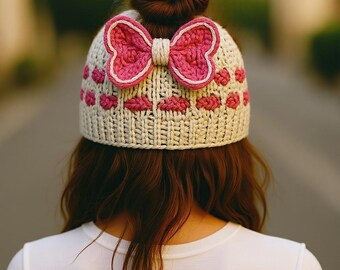 Wzór na czapkę szydełkową Messy Bun: kucyk i męski kok (do pobrania w formacie PDF)