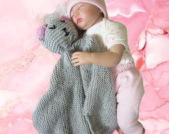 Baby Lovey Blanket Knitting Pattern, Cat Lovey For Baby, Kitty Snuggle Buddy Knitting Pattern, Baby Shower Gift, Cat Lovers Gift