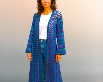 WZÓR NA SZYDEŁKO – Długi bolerko, łatwy projekt szydełkowy w stylu boho chic – do pobrania natychmiast