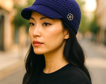 Wzór na czapkę gazeciarza na szydełku: łatwa czapka z rondem (wzór w formacie PDF)