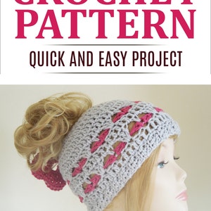 Crochet PATTERN Messy Bun Crochet Hat Pattern, Ponytail Hat Crochet Pattern, Crochet Beanie Pattern, Man Bun Crochet Hat Pattern image 5