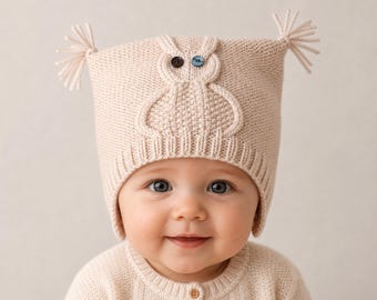 Owl Hat Knitting Pattern: Baby to Adult Sizes (PDF Pattern)