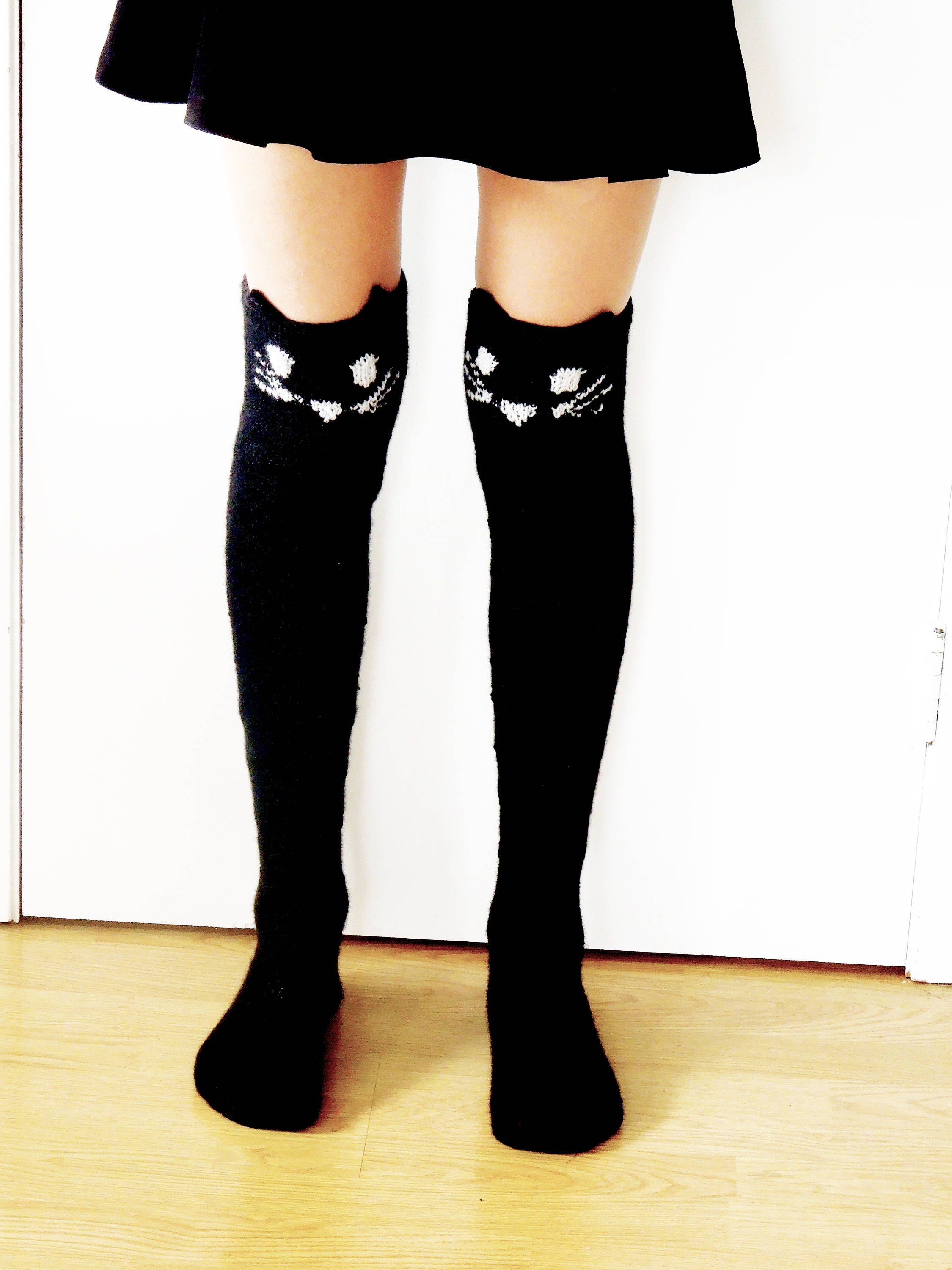 knee high socks with cats