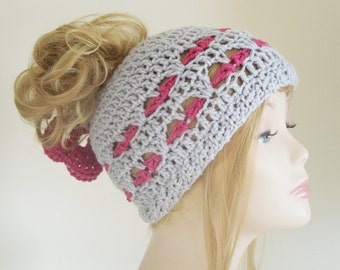 Crochet PATTERN - Messy Bun Crochet Hat Pattern, Ponytail Hat Crochet Pattern, Crochet Beanie Pattern, Man Bun Crochet Hat Pattern