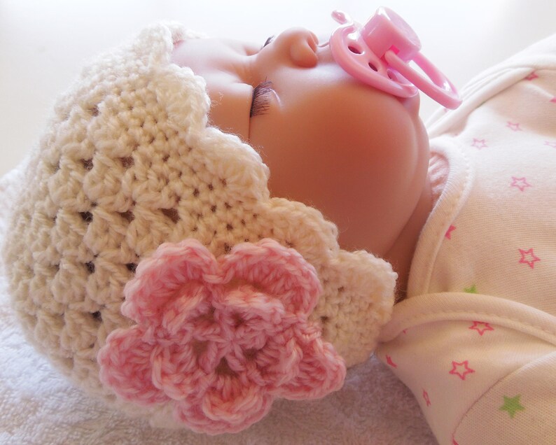 Crochet Baby Hat Pattern with Flower: Easy PDF Beanie (0-6 Months) image 6