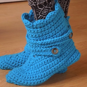 Slipper Boots Crochet Pattern, Womens Boot Slippers, House Boot Slippers, Gift For Her, Gift For Mom, House Shoes, Crochet Slippers image 1