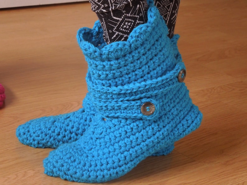 Slipper Boots Crochet Pattern, Womens Boot Slippers, House Boot Slippers, Gift For Her, Gift For Mom, House Shoes, Crochet Slippers image 1