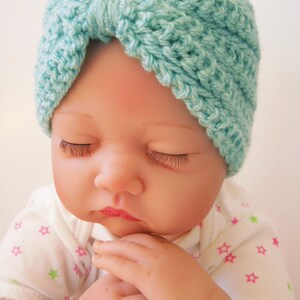 Baby Turban Crochet Pattern, Baby Hat, Photo Prop, Newborn Hat, Newborn Girl Hat, Preemie, Easy Crochet, pdf Pattern, Baby Shower Gift image 2