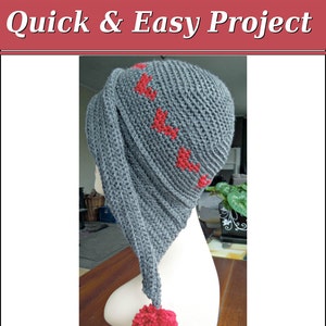 Crochet PATTERN Love Heart Hat With Ear Flaps - Instant Download