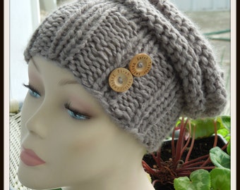 Knitting PATTERN - Slouchy Beanie Hat - Easy, Instant Download