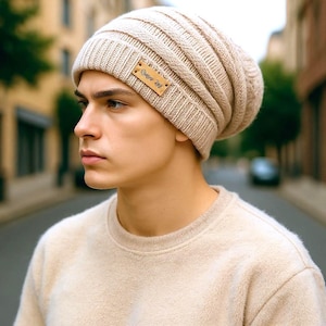 Hipster Beanie Hat Knitting Pattern, Hipster Beanie Men, Slouchy Beanie, Winter Womens Beanie, Boys Hipster Hat, Womens Hipster Hat, Slouchy