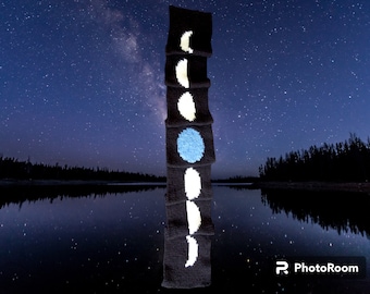 WZÓR NA DZIANINĘ - Szalik Blue Moon z fazami księżyca