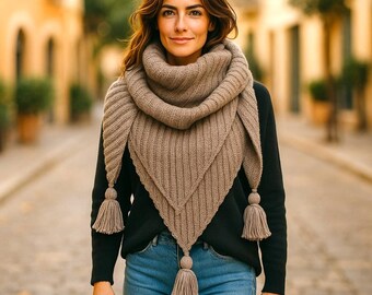 WZÓR NA DZIANINĘ – Super duży szalik, łatwy do zrobienia (jeden rozmiar)