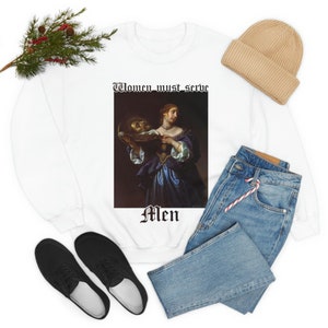 Strong Woman Heavy Blend White Crewneck Sweatshirt, Girl Power Gift For Mom, Feminism Sweatshirt For Girlfriend, Strong Female Clothing