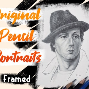 Original Pencil Portraits, Framed With Matte, Hand Made Drawings For Loved Ones, Portrait Gift Idea, Pencil Drawing For Family