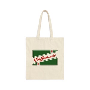 Vaffanculo Cotton Canvas Tote Bag, Italian Grocery Bag, Retro Style Tote, Italian School Bag For Girlfriend