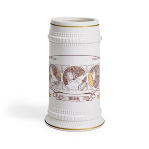 Stein Mug, Beer, Art Nouveau, German, Design, Mucha